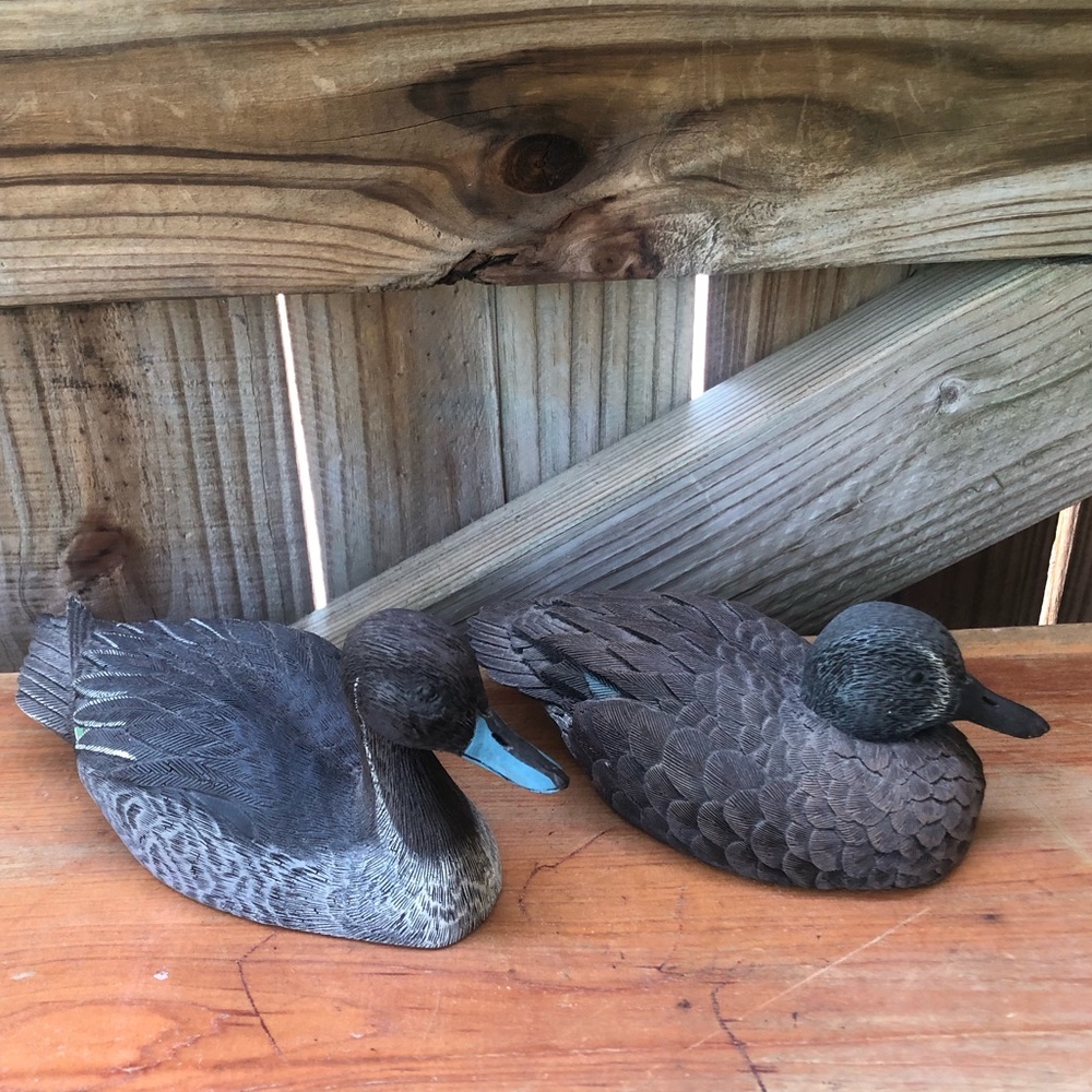 Set of 2 Jim Palmer Carved Resin Duck Decoy Figurines Blue Wing Teal & Stifftail